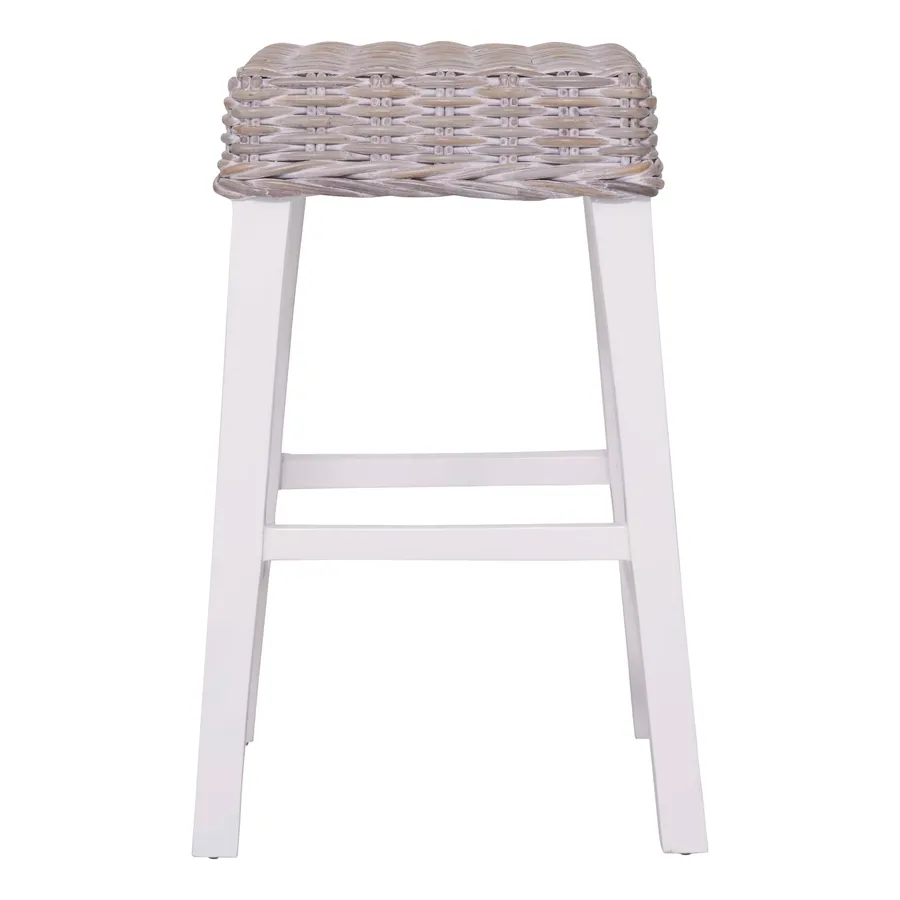 Sorrento Bar Stool in Rattan Whitewash / White