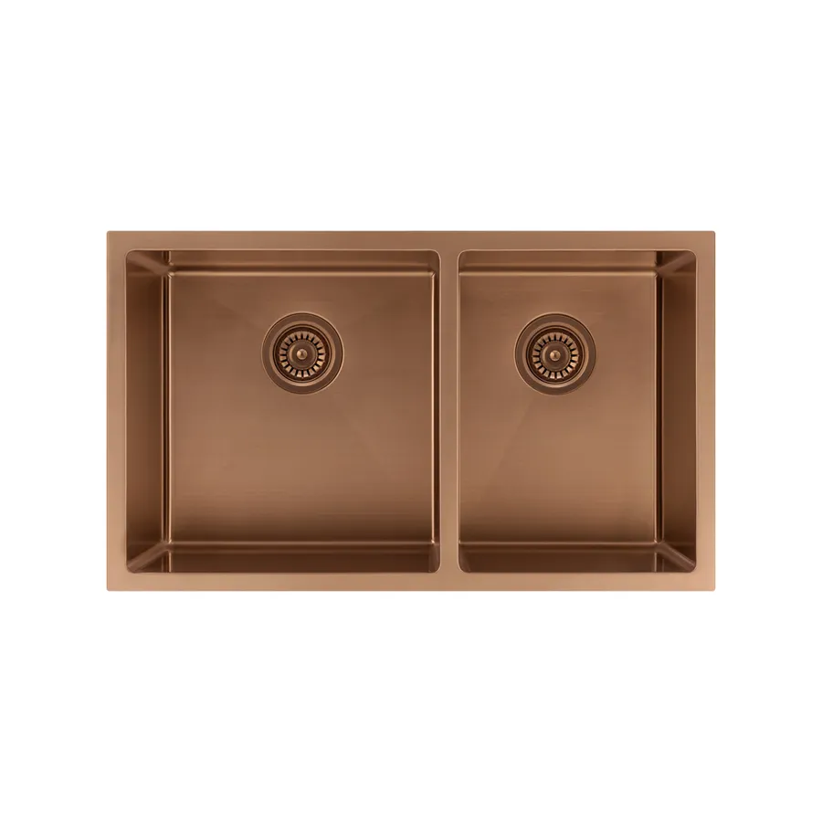 Vita Double Kitchen Sink 760mm • Brushed Copper