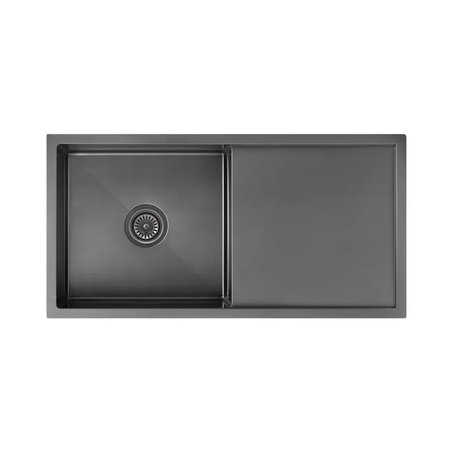 Jai Single Kitchen Sink 880mm - Brushed Gunmetal