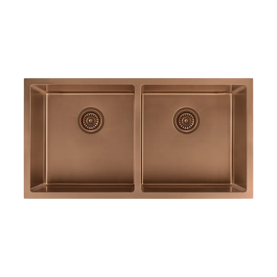 Zalo Double Kitchen Sink 855mm - Brushed Copper