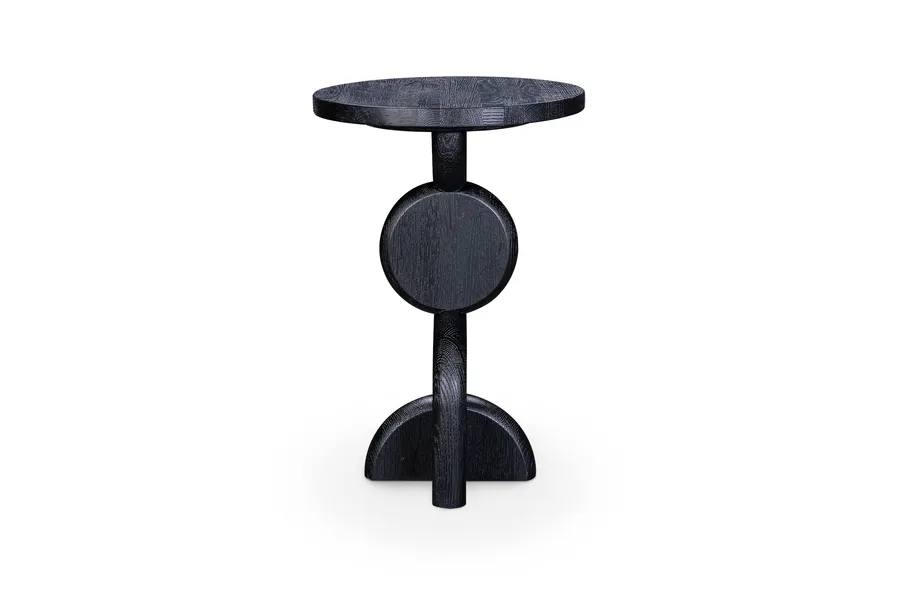 Banjo Modern Side Table, Black Recycled Elm, by Lounge Lovers