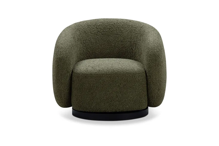 Billie Modern Armchair, Green Shearling Fabric, by Lounge Lovers