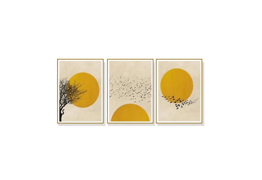 Set of 3 Sun Silhouette Wall Art Canvas 3 sizes available 60cm x 40cm
