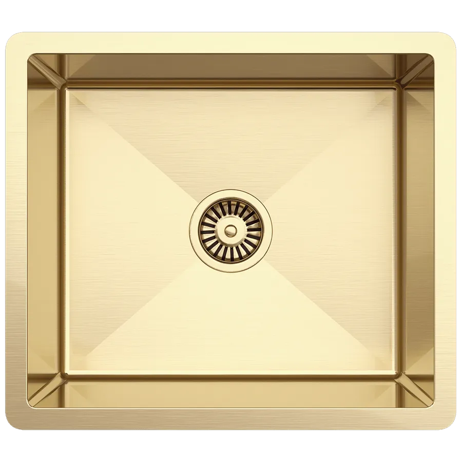 Buildmat Brushed Brass Gold Penny 510x450 Single Bowl Sink