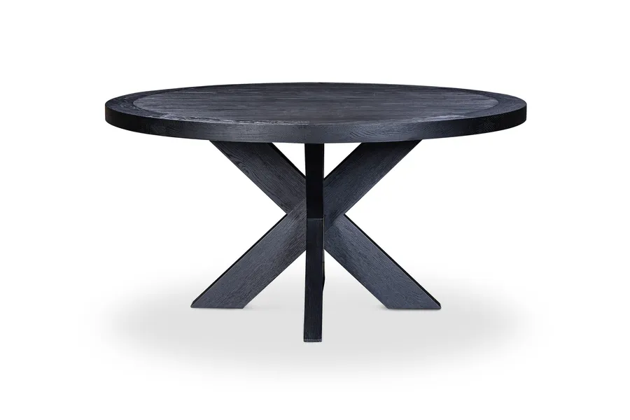 Galaxy Round Modern Dining Table, Black Solid Oak, by Lounge Lovers