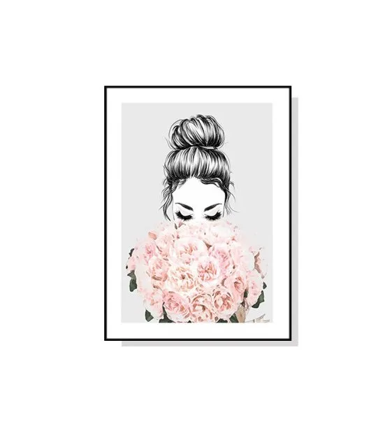 Girl with Roses Wall Art Canvas 4 sizes available 70cm x 50cm