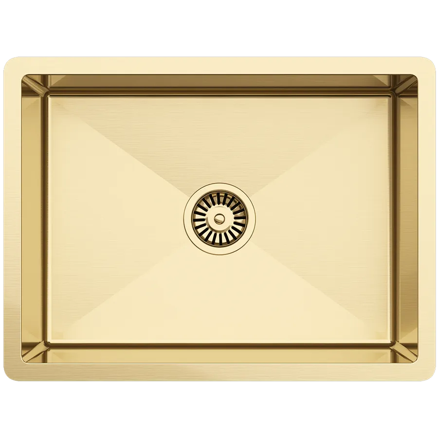 Buildmat Brushed Brass Gold Willow 600x450 Medium Single Bowl Sink