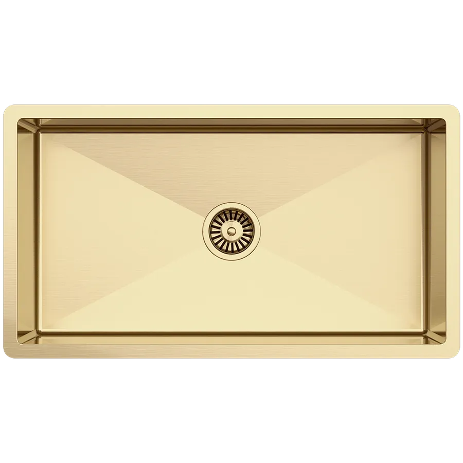 Buildmat Brushed Brass Gold Marissa 810x450 XLarge Single Bowl Sink Trough
