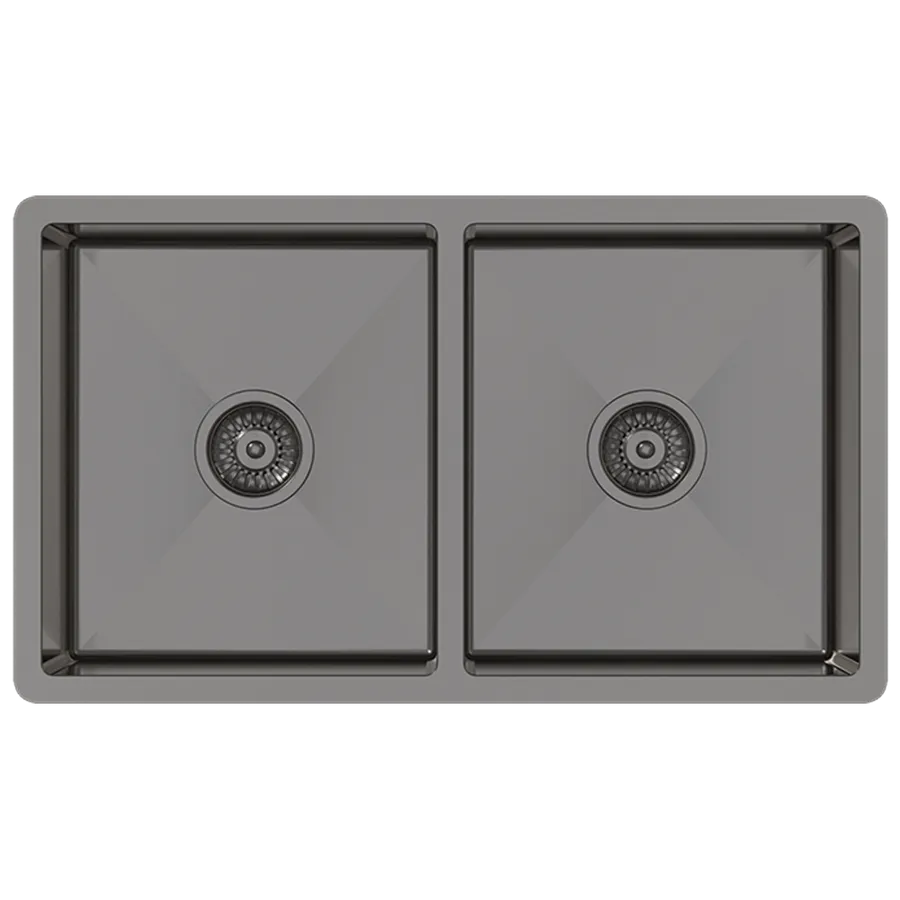 Buildmat Brushed Gunmetal Madison 775x450 Double Bowl Sink
