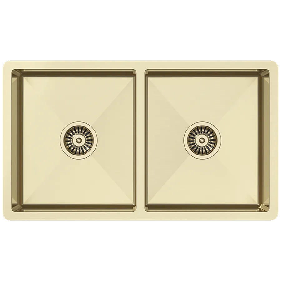 Buildmat Brushed Brass Gold Madison 775x450 Double Bowl Sink