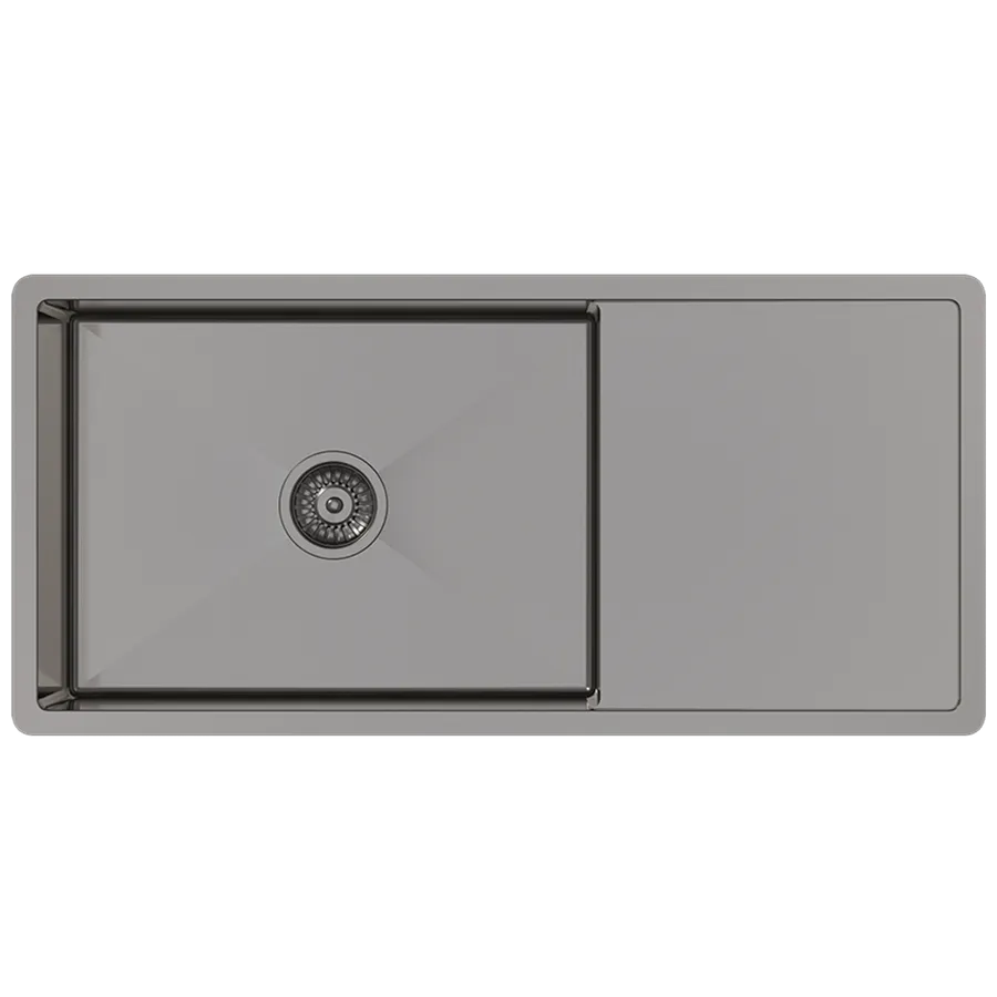 Buildmat Brushed Gunmetal Cody 950x450 Single Bowl w Drain Board Sink