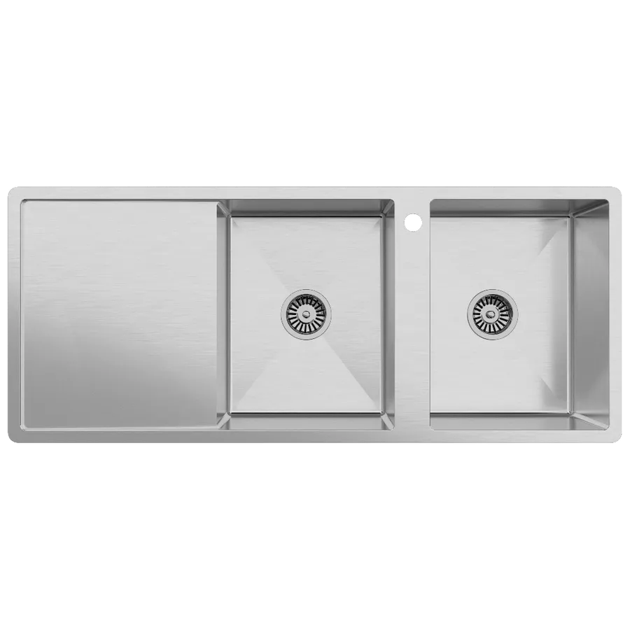 Buildmat Theo 1200x500 Double Bowl with Taphole Left Drain Board Sink