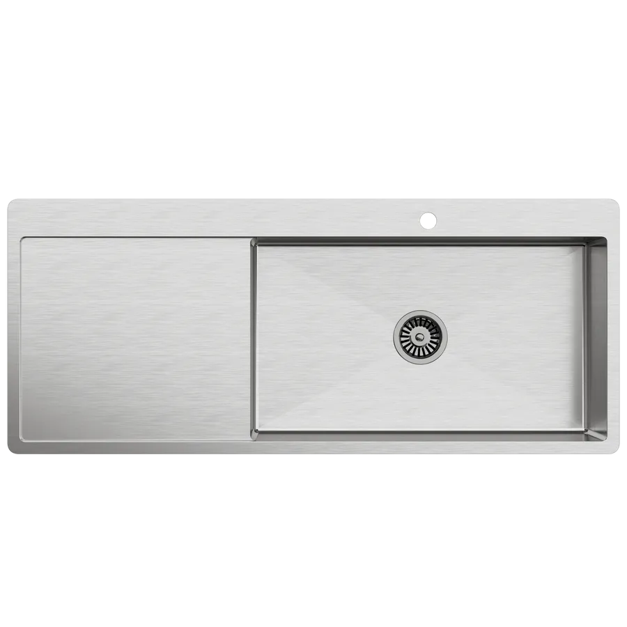 Buildmat Jayden  1200x500 Single Bowl Tap Landing with Left Drain Board Sink