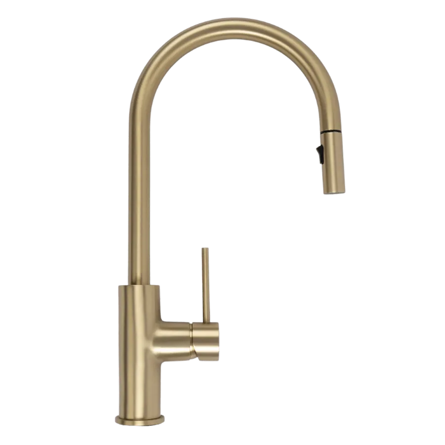 Buildmat Mira Brushed Brass Gold Pull Out Mixer