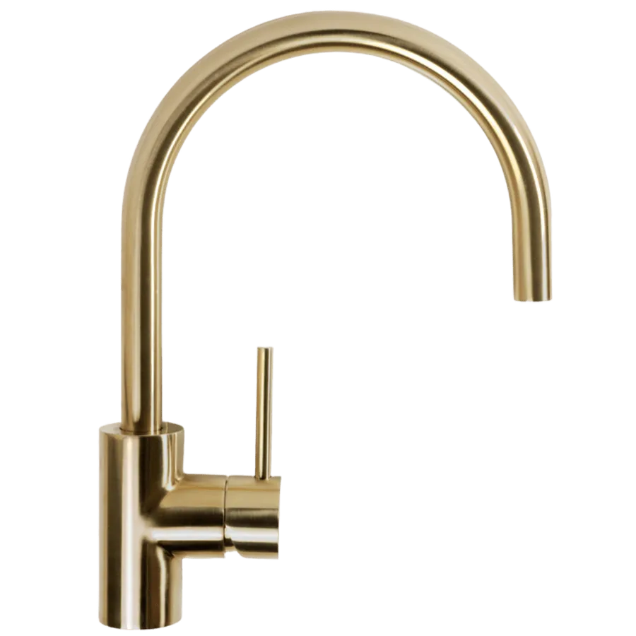 Buildmat Ashanti Brushed Brass Gold Gooseneck Mixer