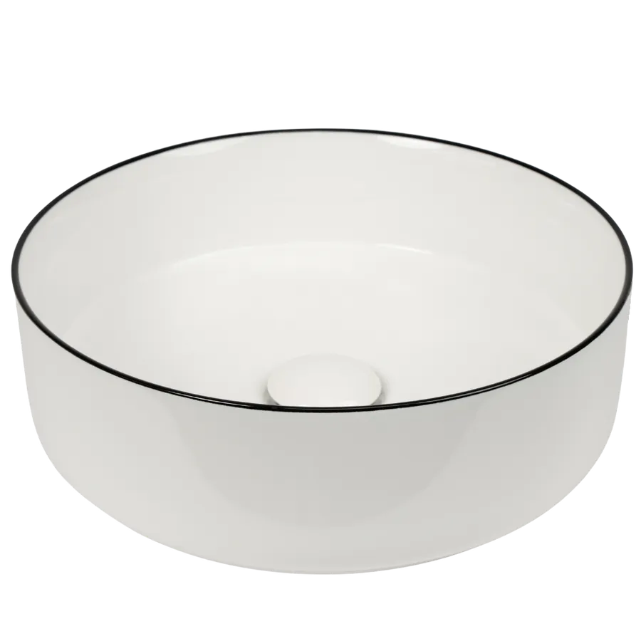 Buildmat Celeste Gloss White with Black Rim Circle Basin