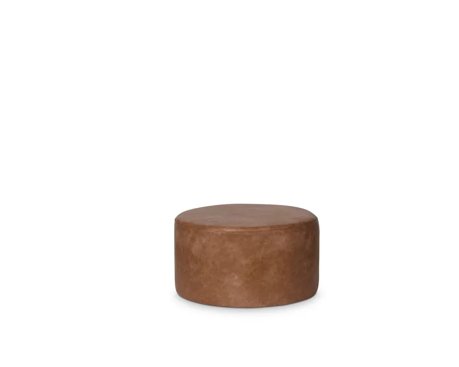 Faux Leather Ottoman - Large - Tan