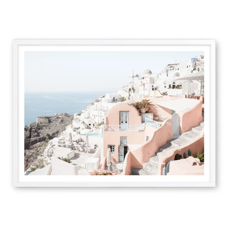 Santorini Pink House I Photo Art Print
