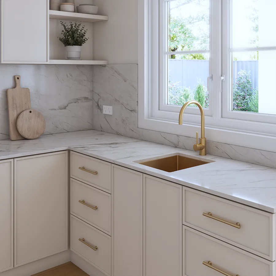 Buildmat Brushed Brass Gold Maya 380x450 Single Bowl Sink