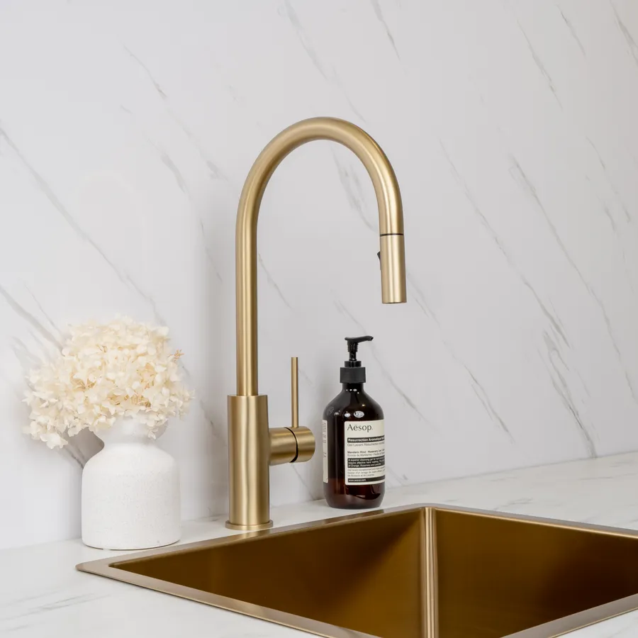 Buildmat Brushed Brass Gold Penny 510x450 Single Bowl Sink