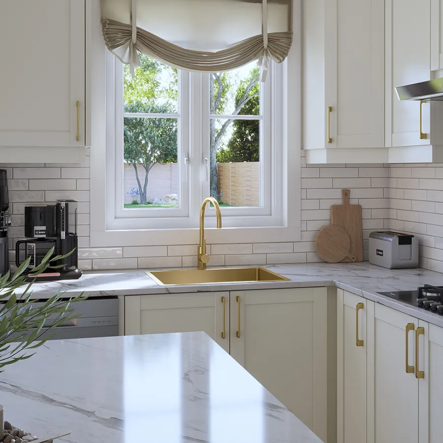 Buildmat Brushed Brass Gold Willow 600x450 Medium Single Bowl Sink