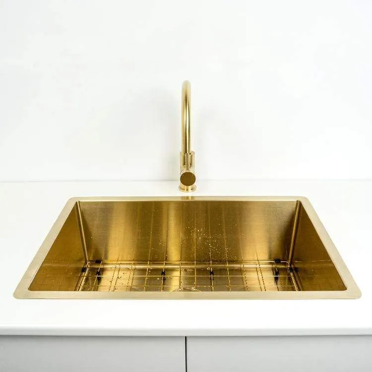 Buildmat Brushed Brass Gold Avisa 700x450 Large Single Bowl Sink