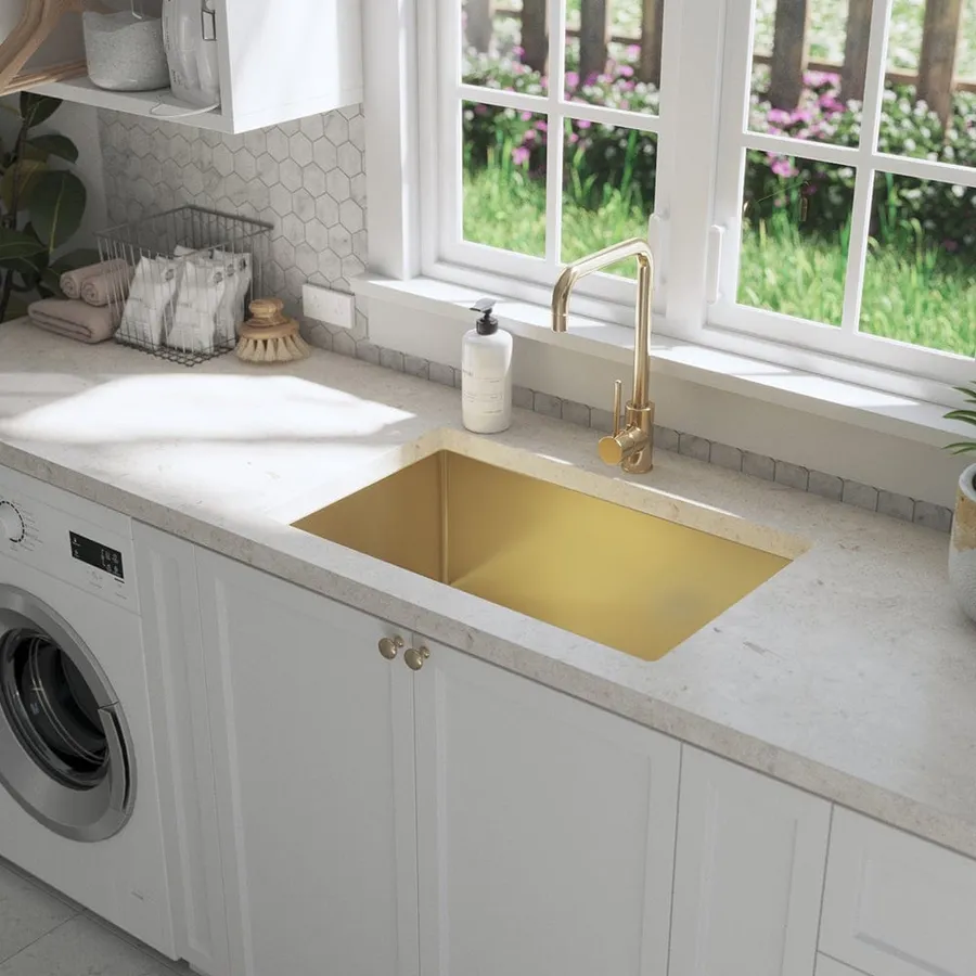 Buildmat Brushed Brass Gold Avisa 700x450 Large Single Bowl Sink