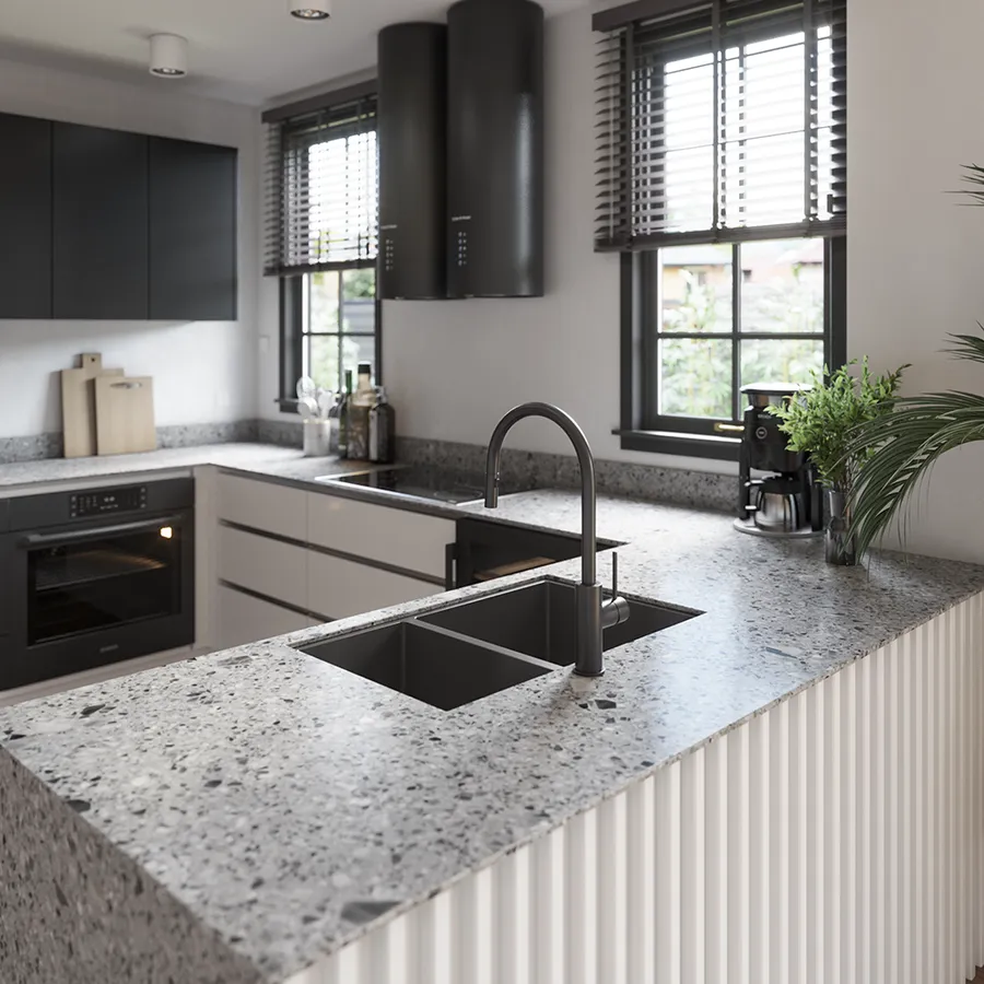 Buildmat Brushed Gunmetal Clifford 725x450 Single & 1/4 Bowl Sink