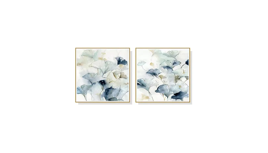Set of 2 Ginkgo Leaves By Carol Robinson Wall Art Canvas 2 sizes available 50cm x 50cm