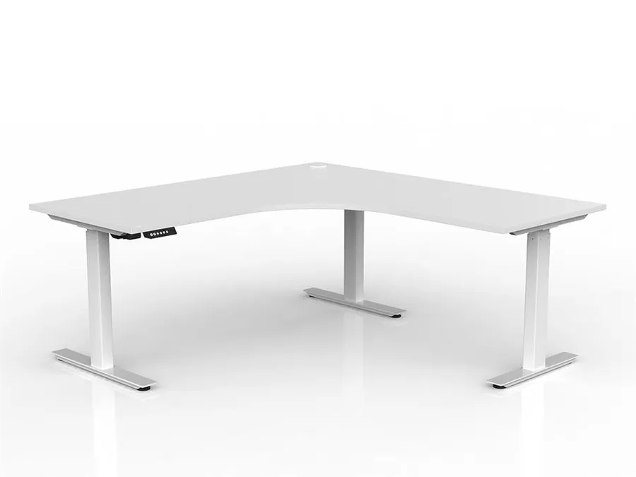 Lithe 180cm x 75cm Two Column 90° Electric Height Adjustable Workstation with Right Return - White by Interior Secrets - AfterPay Available