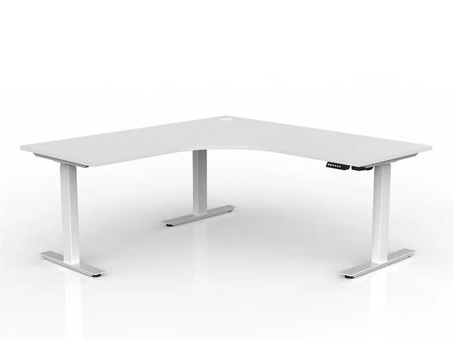 Lithe 180cm x 75cm Two Column 90° Electric Height Adjustable Workstation with Left Return - White by Interior Secrets - AfterPay Available