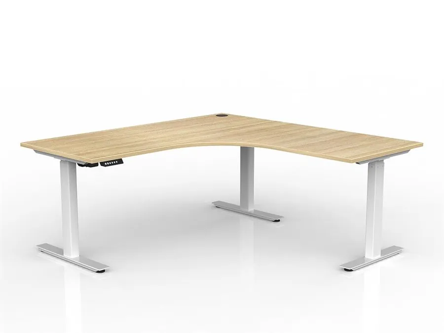 Lithe 180cm x 75cm Two Column 90° Electric Height Adjustable Workstation with Right Return - Natural by Interior Secrets - AfterPay Available
