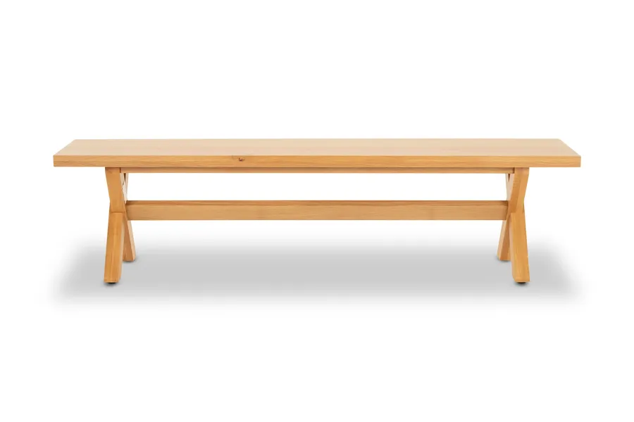Graze Cross 220cm Oak Bench, Solid American Oak Timber, by Lounge Lovers