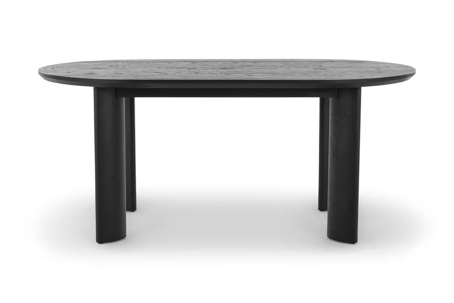 Graze Arrow 180cm Oak Dining Table, Black Solid Oak Timber, by Lounge Lovers