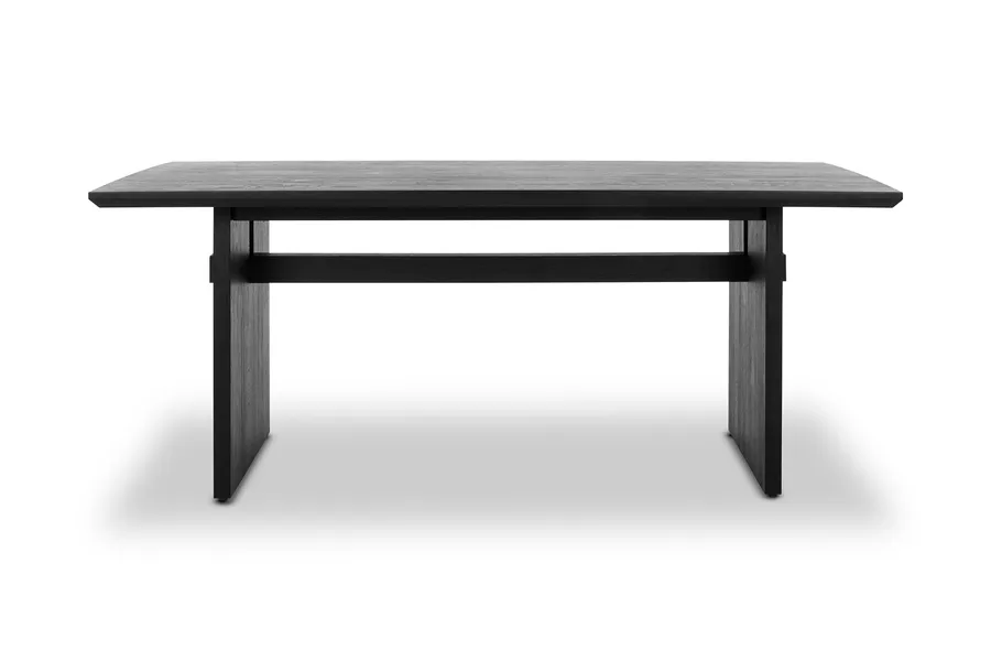 Graze Block 180cm Oak Dining Table, Black Solid Oak Timber, by Lounge Lovers