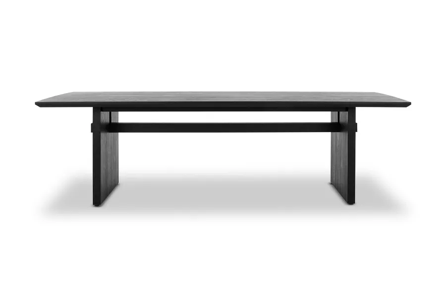 Graze Block 270cm Oak Dining Table, Black Solid Oak Timber, by Lounge Lovers