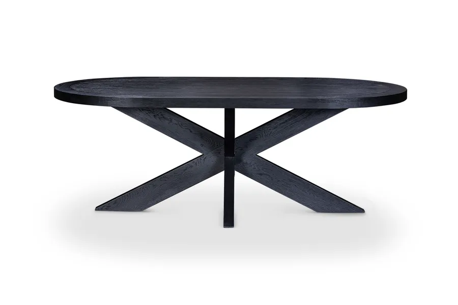 Galaxy Oval Modern Dining Table, Black Solid Oak, by Lounge Lovers