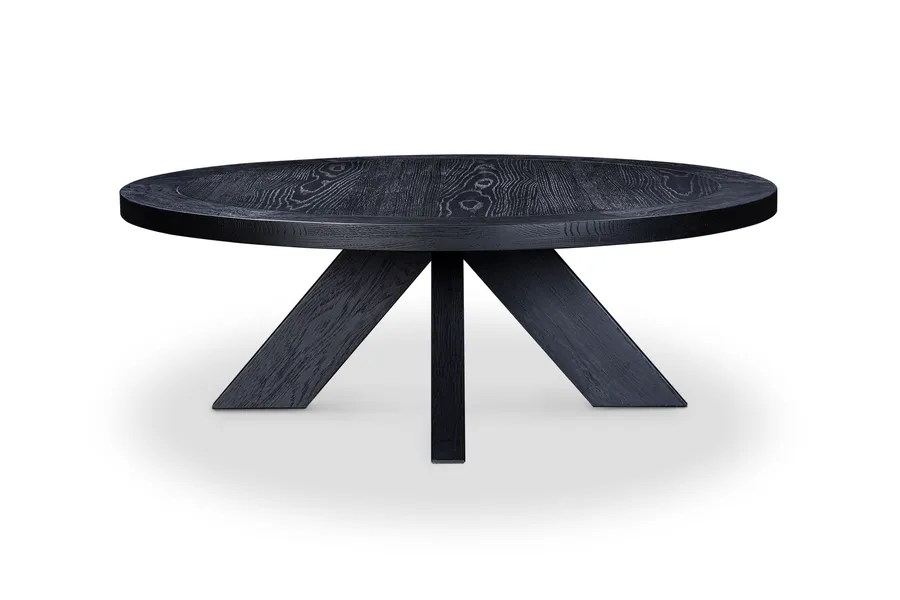 Galaxy Round Modern Coffee Table, Black Solid Oak, by Lounge Lovers