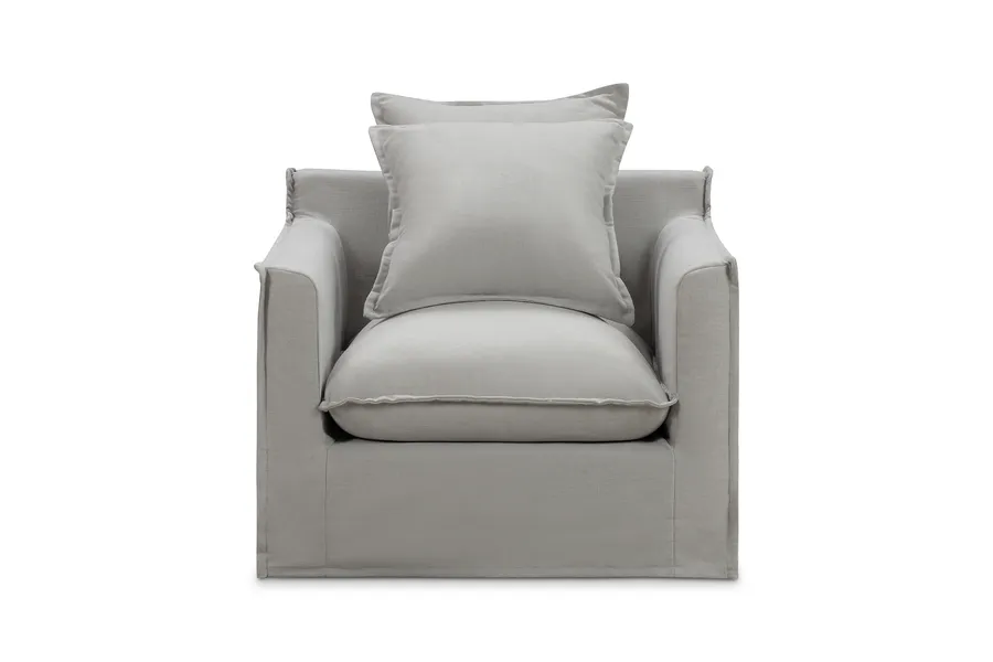 Venice Coastal Armchair, Light Grey Premium Quality Linen Blend, by Lounge Lovers