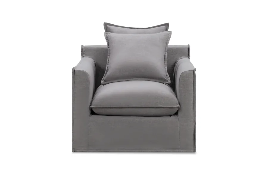 Venice Coastal Armchair, Dark Grey Premium Quality Linen Blend, by