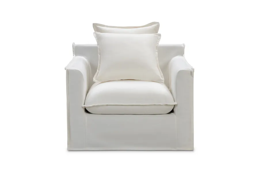 Venice Coastal Armchair, White Premium Quality Linen Blend, by Lounge Lovers