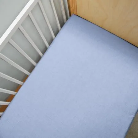 Vintage Cot Fitted Sheet Canningvale - Misty Blue Melange, Cot, Softwash Cotton