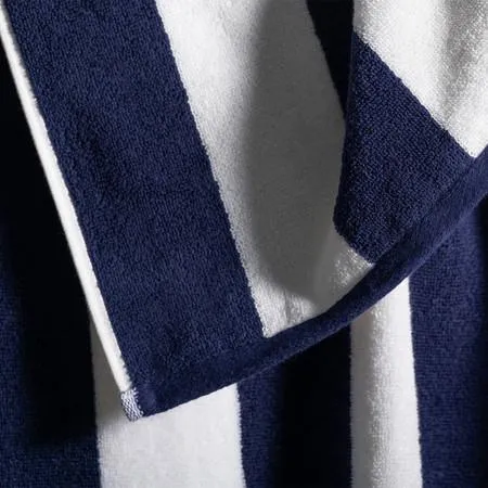Striped Cabana Beach Towel - Cotton Terry, Blue - Canningvale