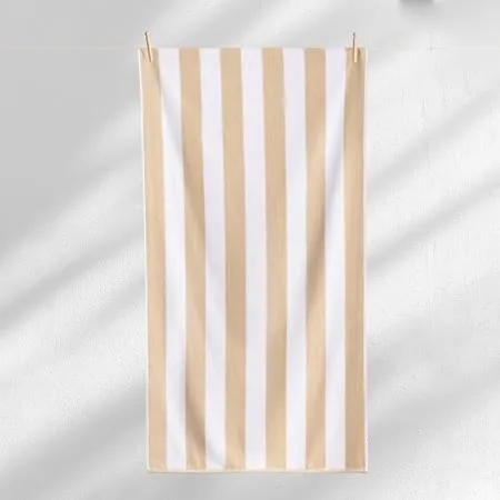 Striped Cabana Beach Towel Canningvale - Cream, Cotton Terry