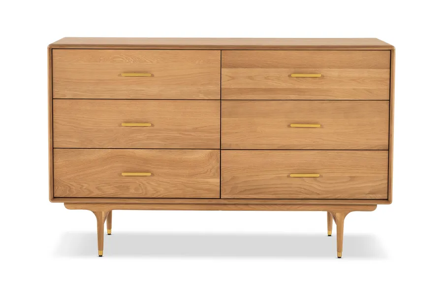 Manhattan 6 Chest of Drawers Mid Century Chest Of Drawers, Oak, by Lounge Lovers