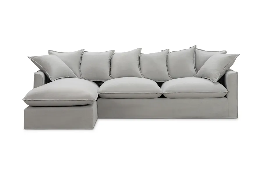 Venice Coastal Left-Hand Chaise Sofa, Grey, by Lounge Lovers