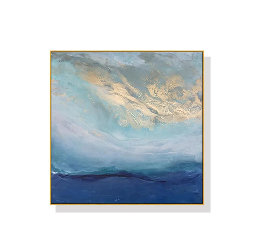 Gold and Blue Abstract Wall Art Canvas 3 sizes available 50cm