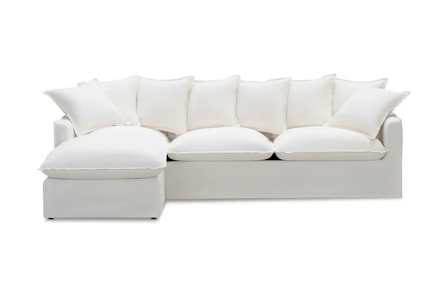 Venice Coastal Left-Hand Corner Sofa Bed, White, by Lounge Lovers