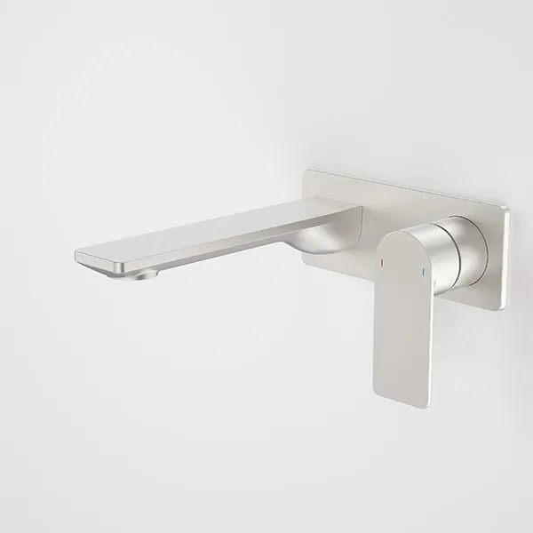 Caroma Urbane II 180mm Lead Free Wall Basin/Bath Mixer Rectangle Brushed Nickel