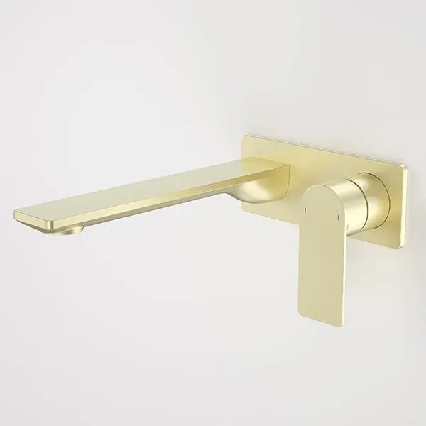Caroma Urbane II 220mm Lead Free Wall Basin/Bath Mixer Rectangle Brushed Brass